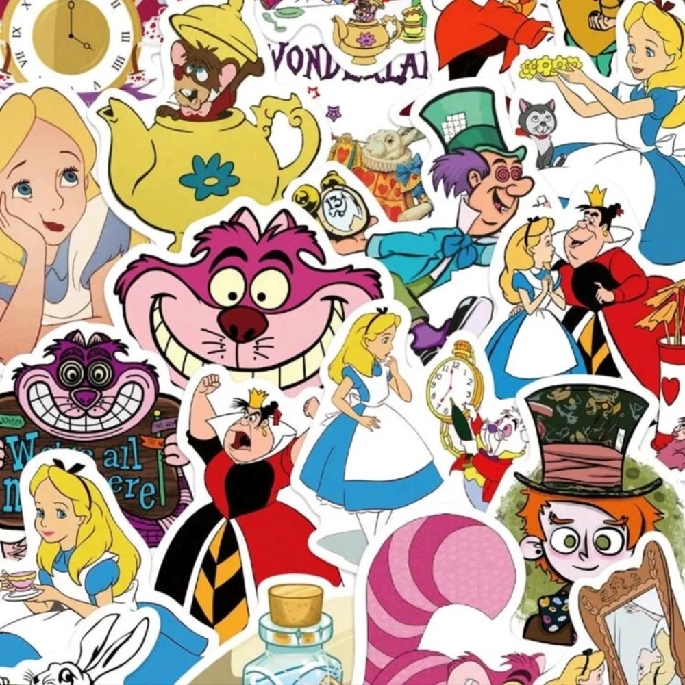 Alice in wonderland Disney 50 piece set stickers accessories backpack womens je